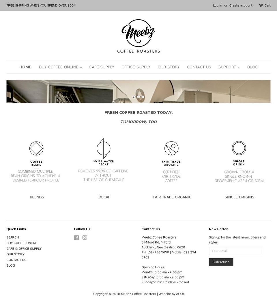 meebz.co.nz shopify website screenshot