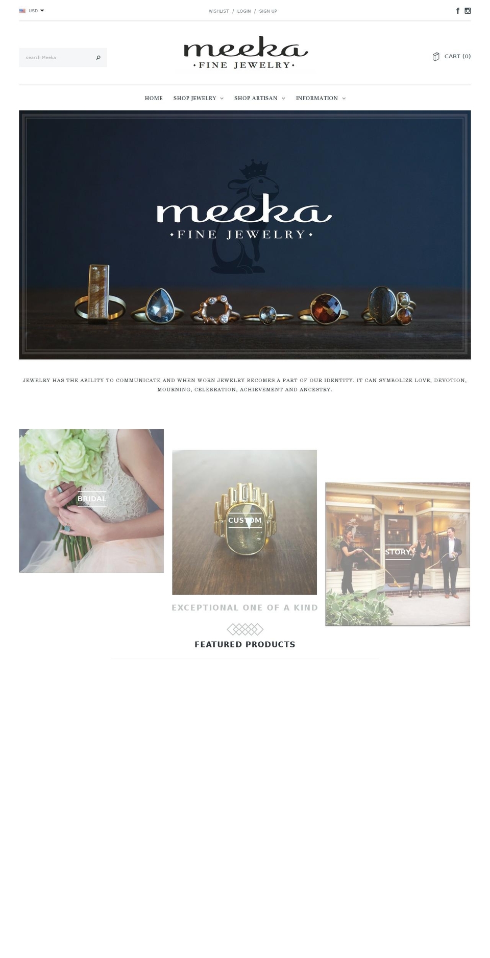 Forge Shopify theme site example meekajewelry.com