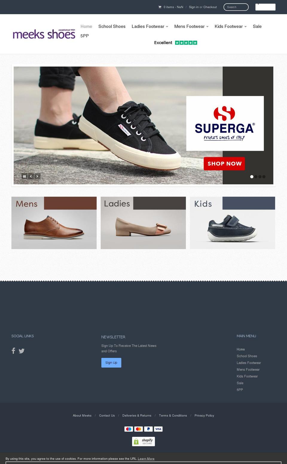 meekshoes.com shopify website screenshot