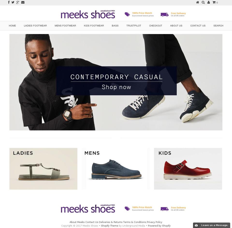 meeksshoes.co.uk shopify website screenshot