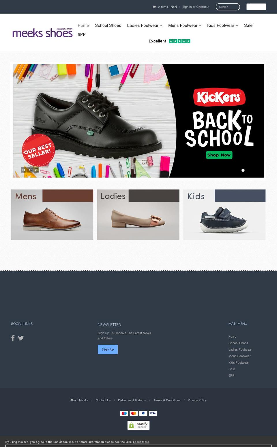 meeksshoes.com shopify website screenshot