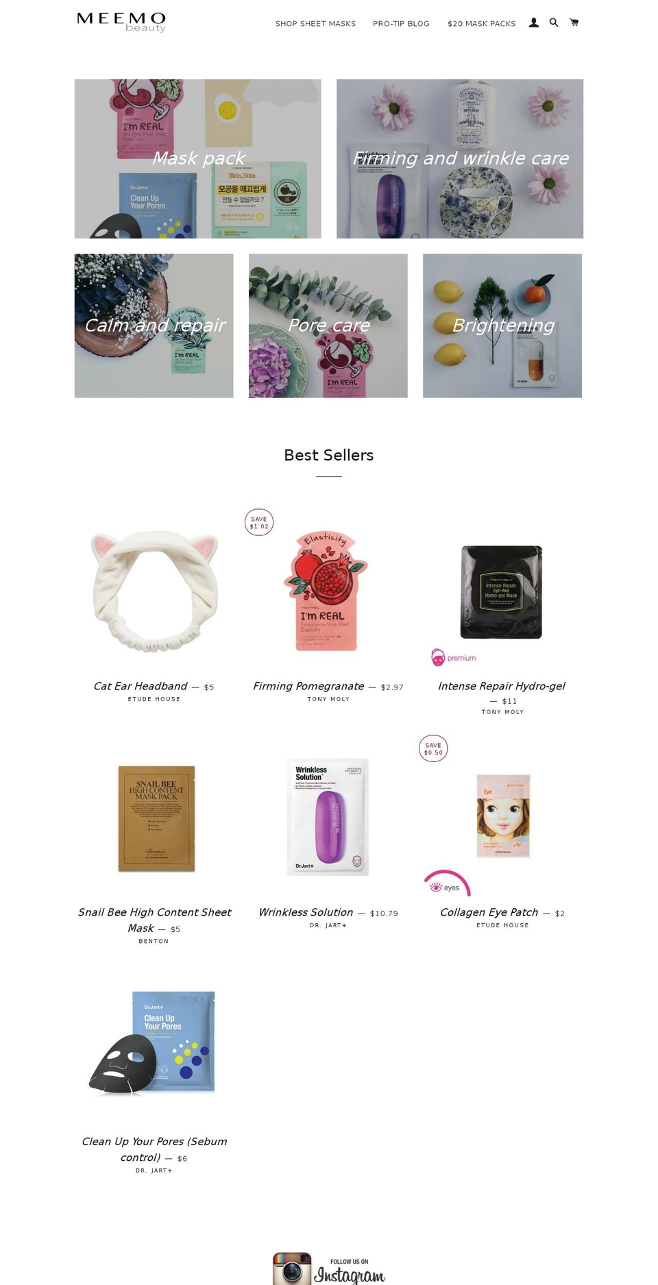 meemobeauty.com shopify website screenshot