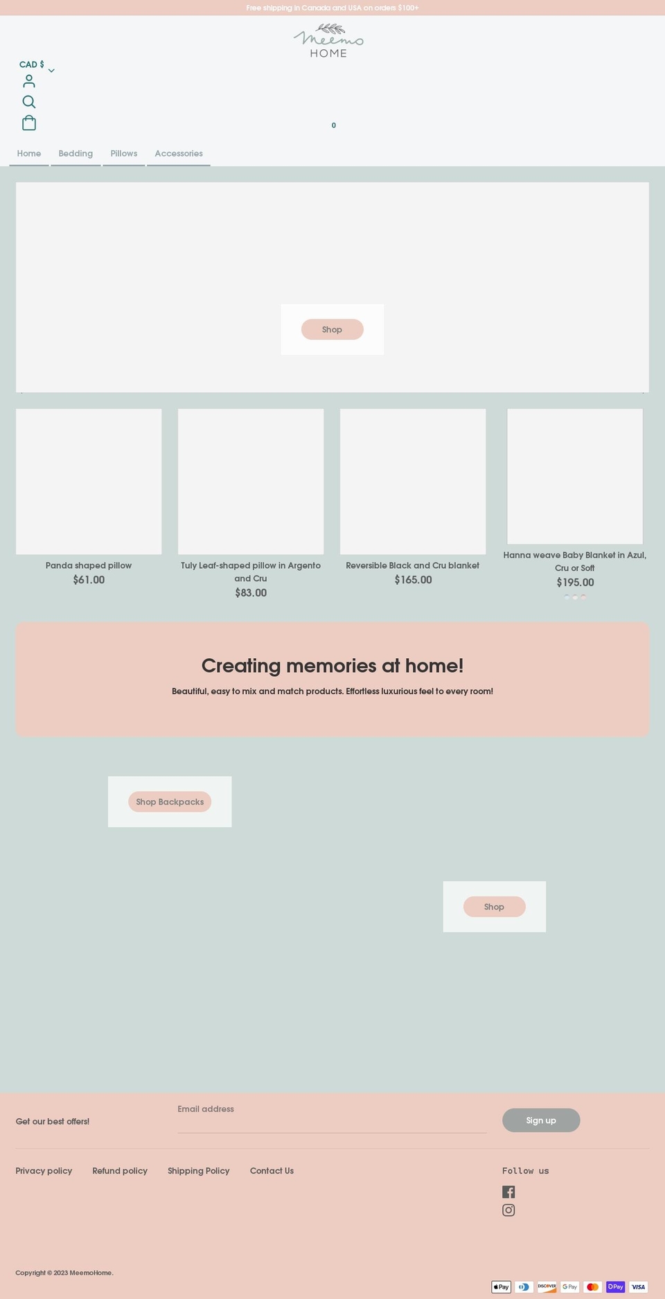 meemohome.com shopify website screenshot