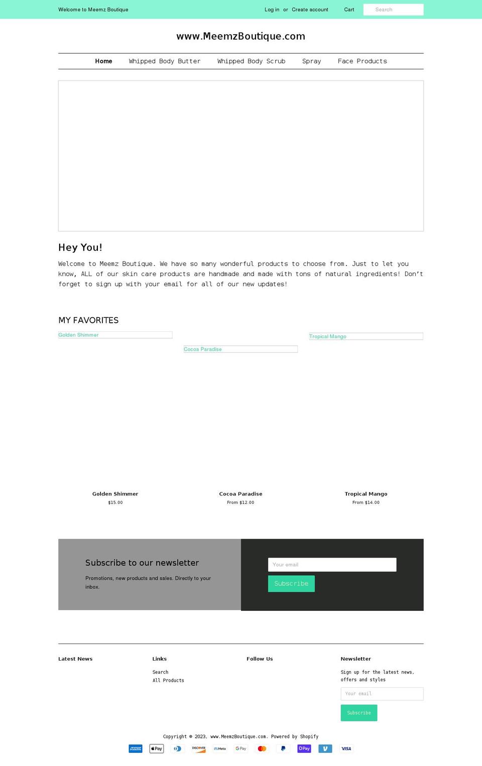 meemzboutique.com shopify website screenshot