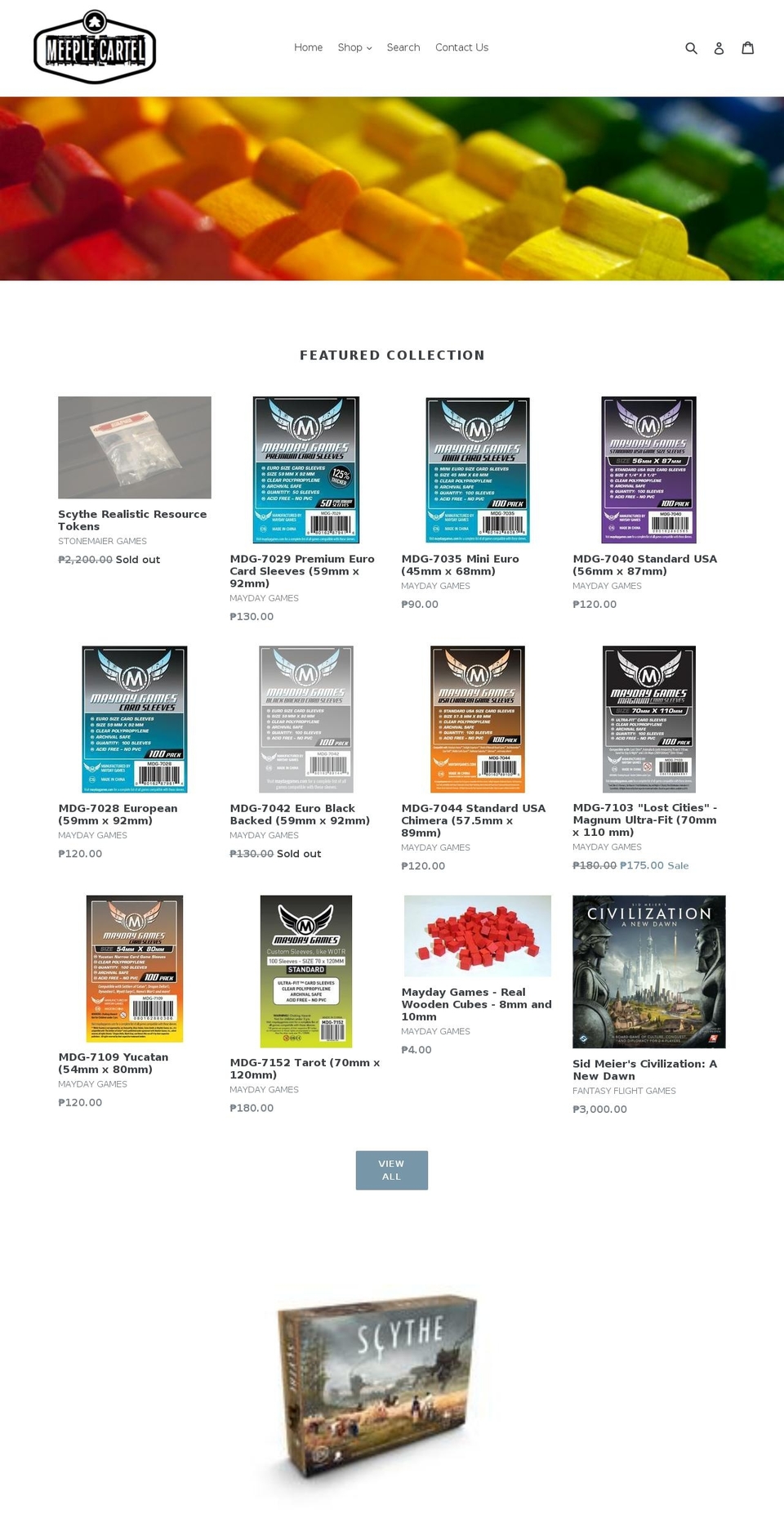 meeplecartel.com — Shopify storefront screenshot