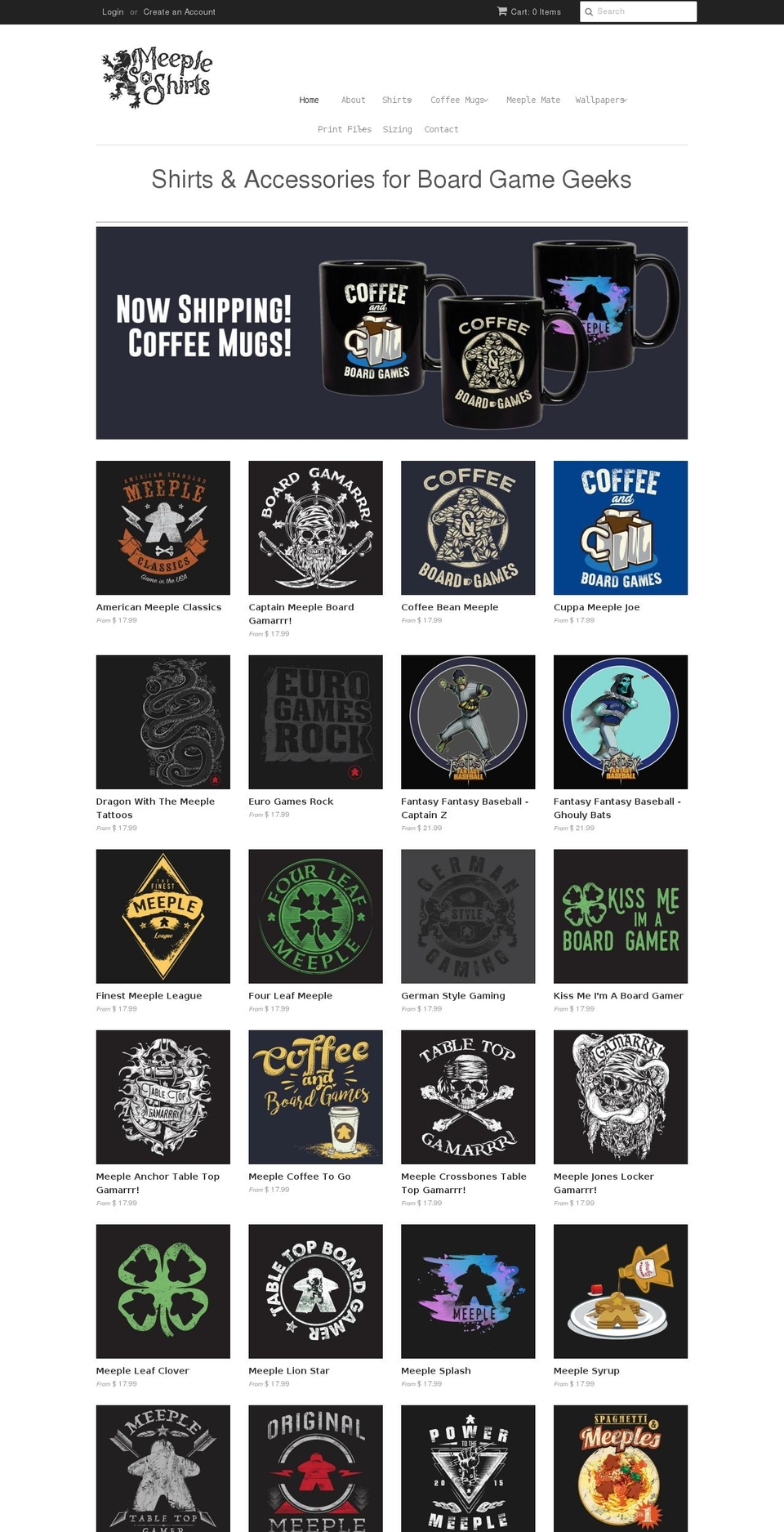 meepleshirts.com shopify website screenshot