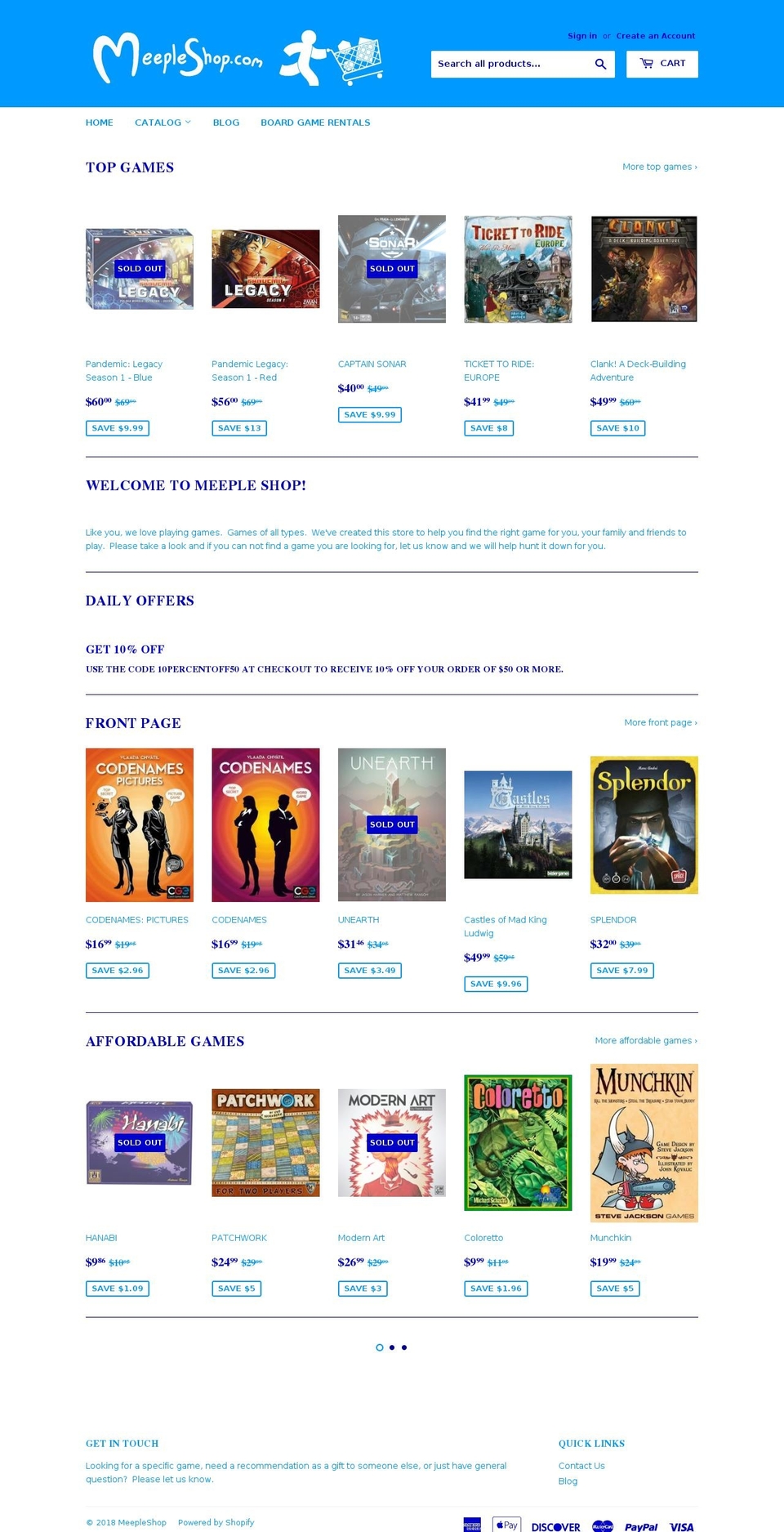 meepleshop.com shopify website screenshot
