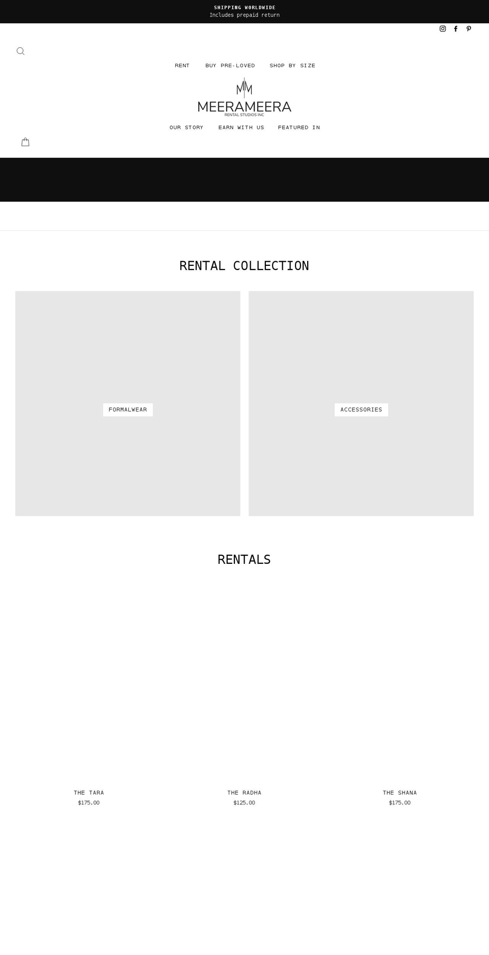 meerameera.ca shopify website screenshot