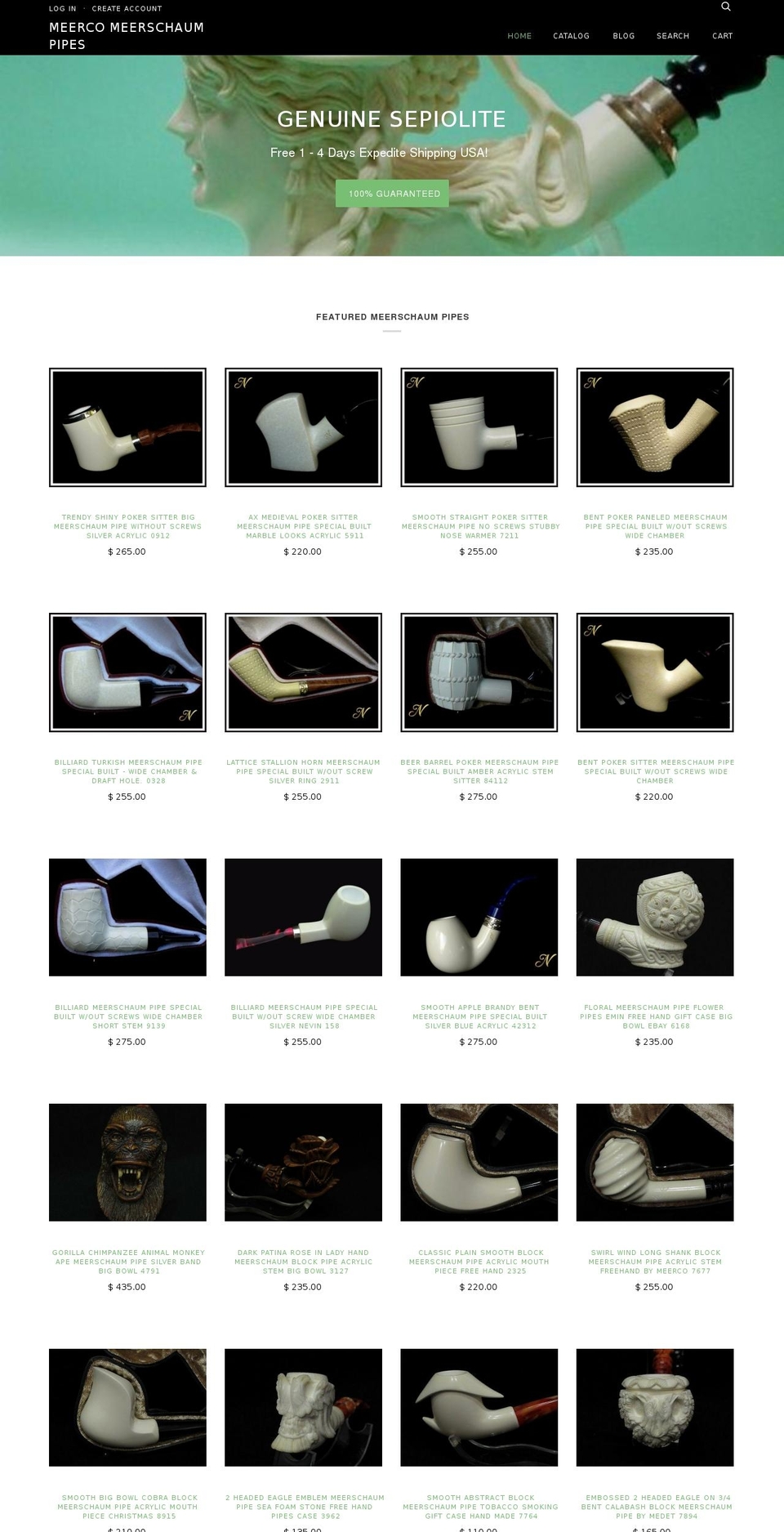 meercomeerschaumpipes.com shopify website screenshot