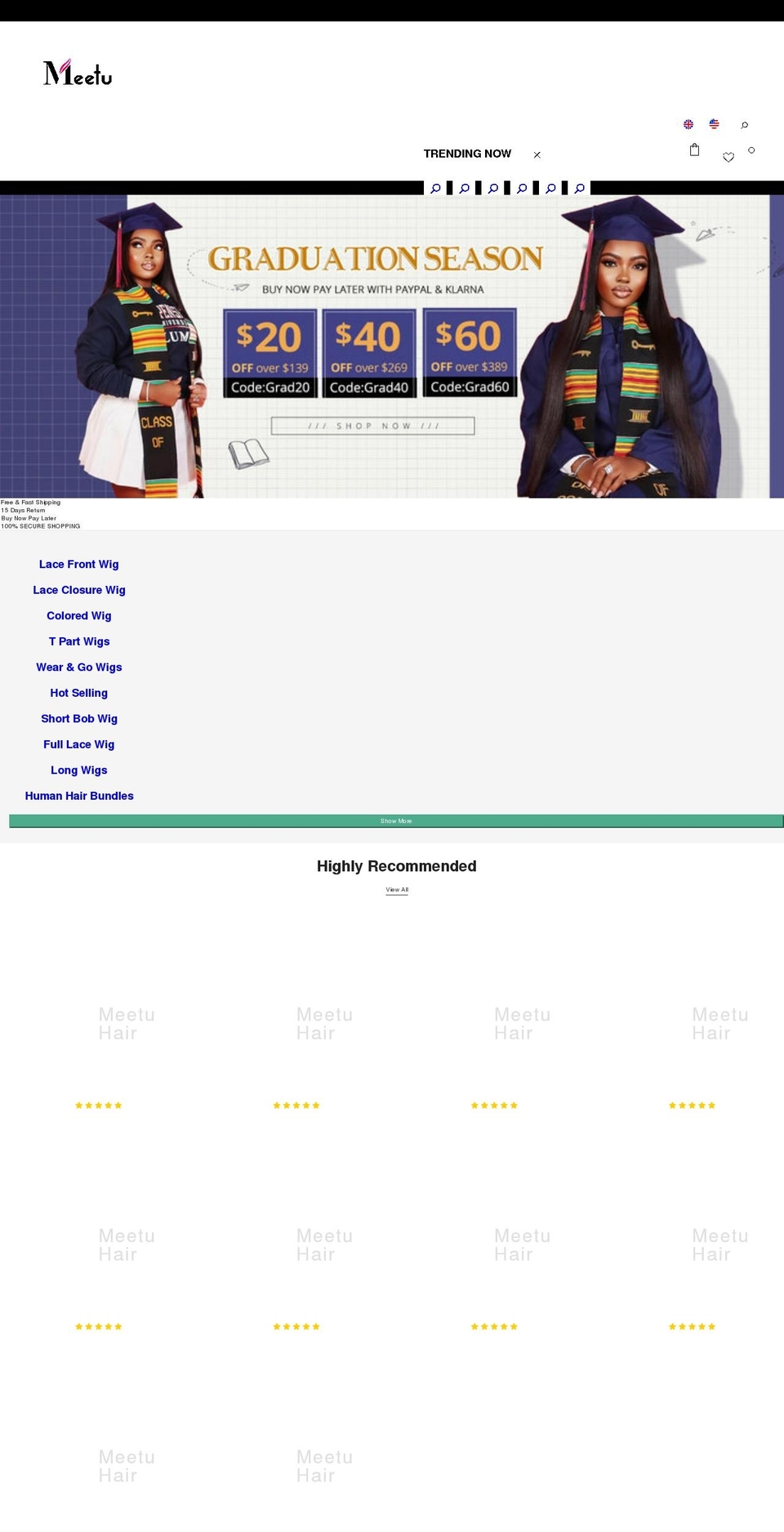 meetuhair.com — Shopify storefront screenshot