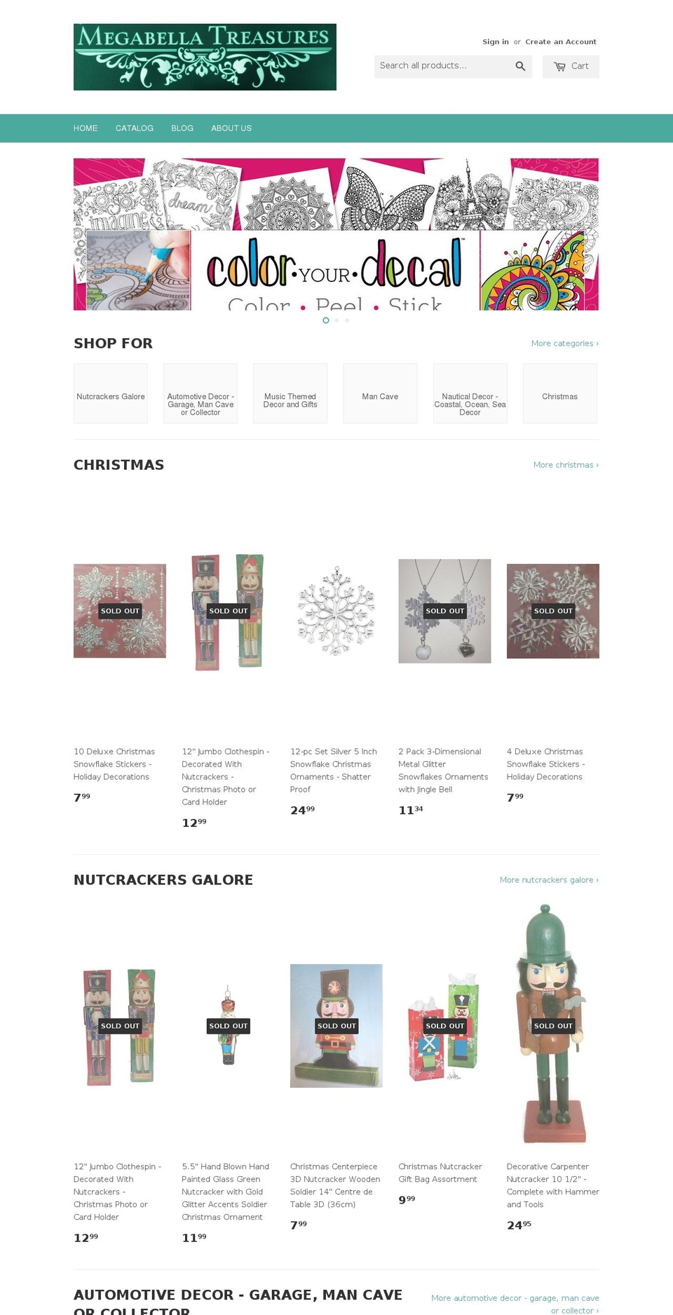 megabellatreasures.com shopify website screenshot