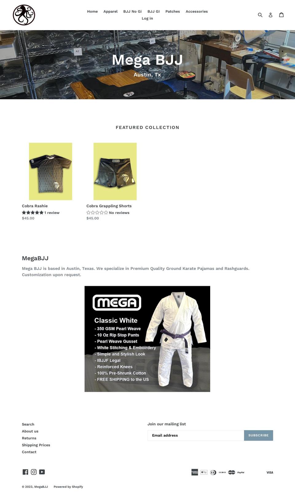 megabjj.com — Shopify storefront screenshot