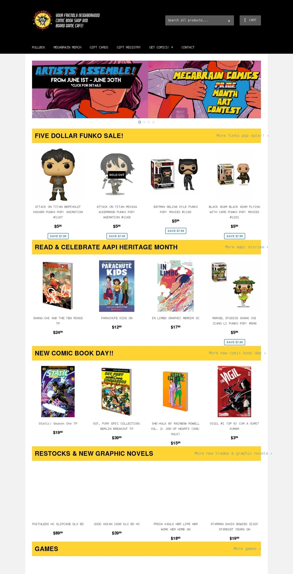 megabraincomics.com shopify website screenshot