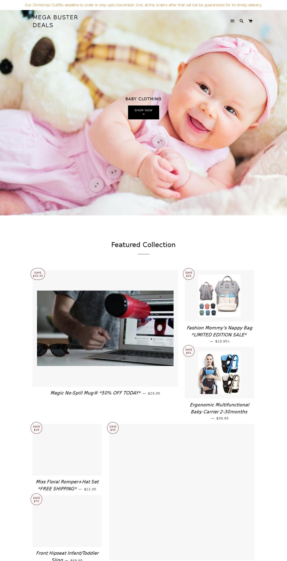 megabusterdeals.com shopify website screenshot