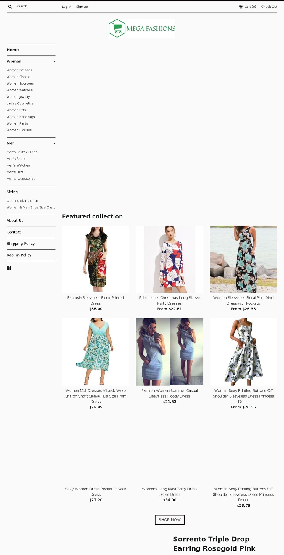 megafashions.biz shopify website screenshot