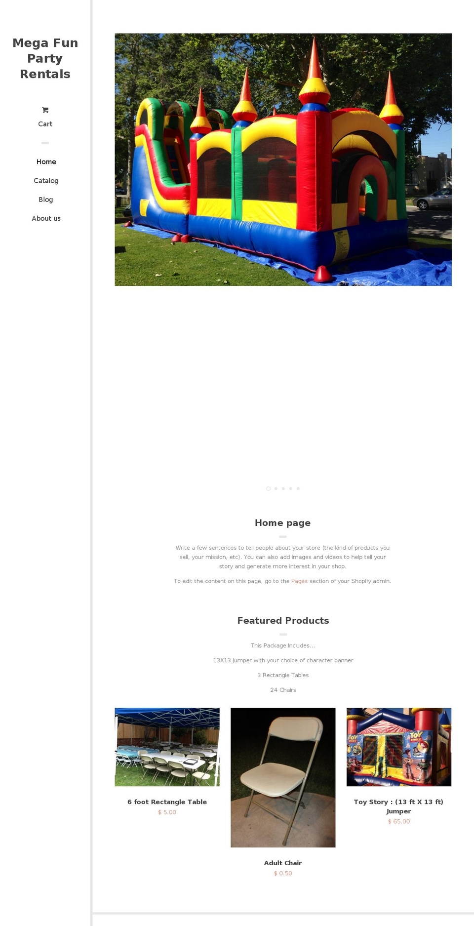 megafunpartyrentals.com shopify website screenshot