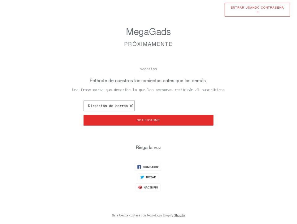 megagads.com shopify website screenshot