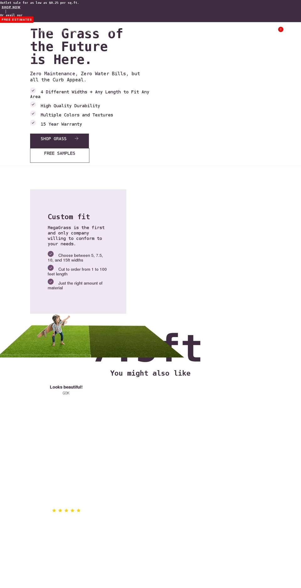 megagrass.com shopify website screenshot