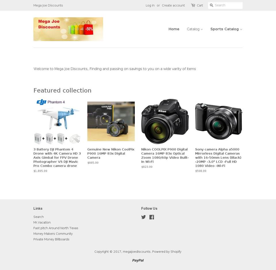 megajoediscounts.com shopify website screenshot