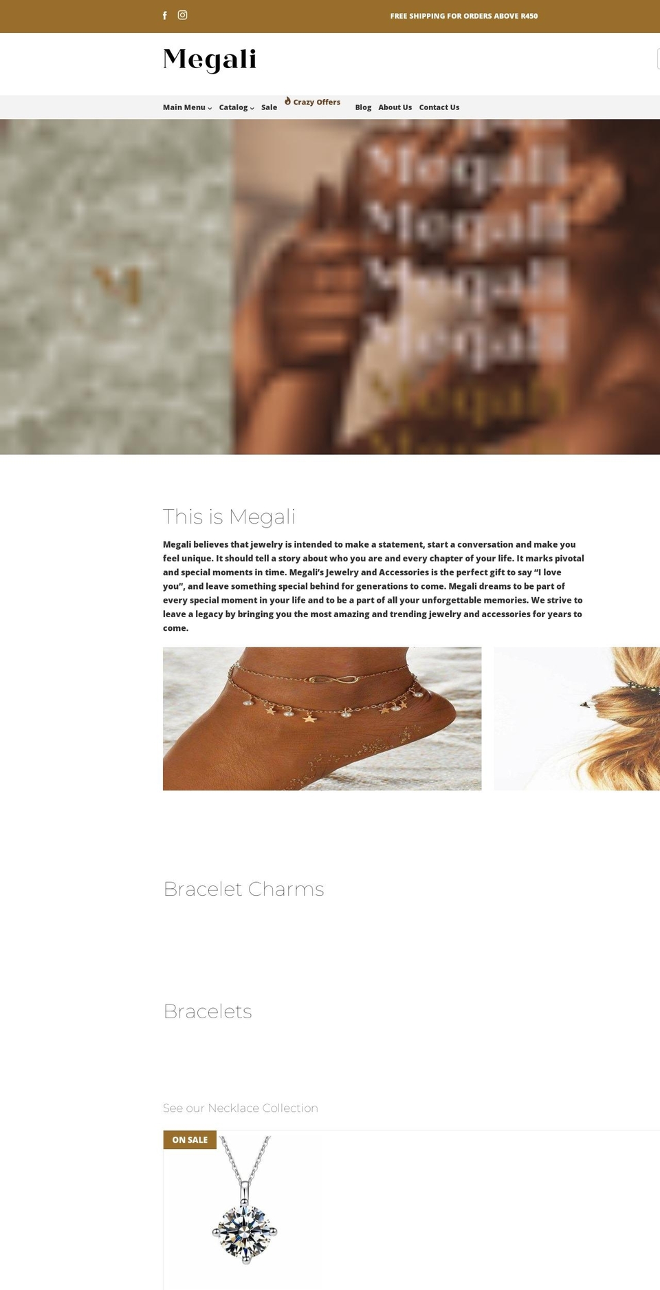 megali.co.za shopify website screenshot