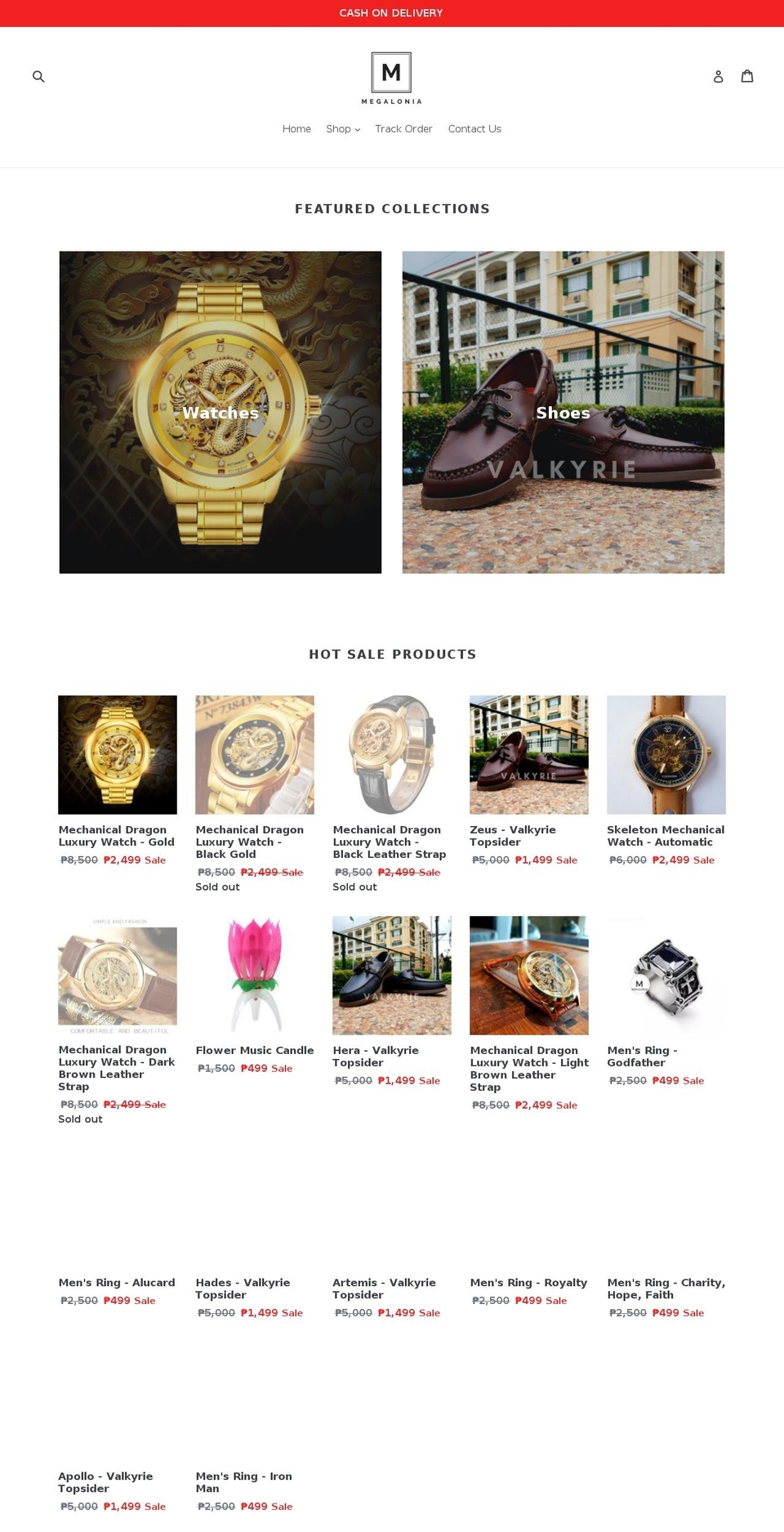 megalonia.com — Shopify storefront screenshot