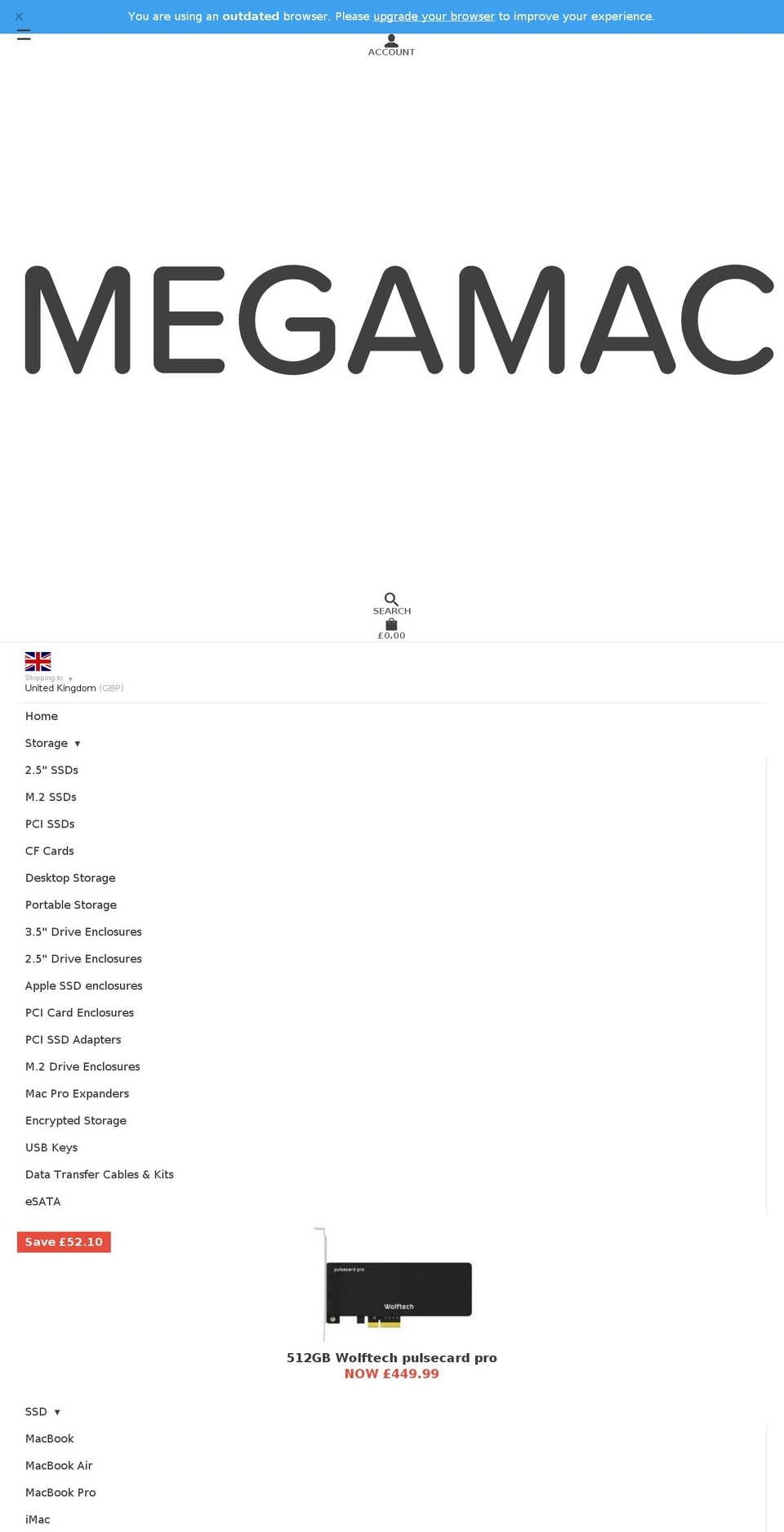 megamac.co.uk shopify website screenshot