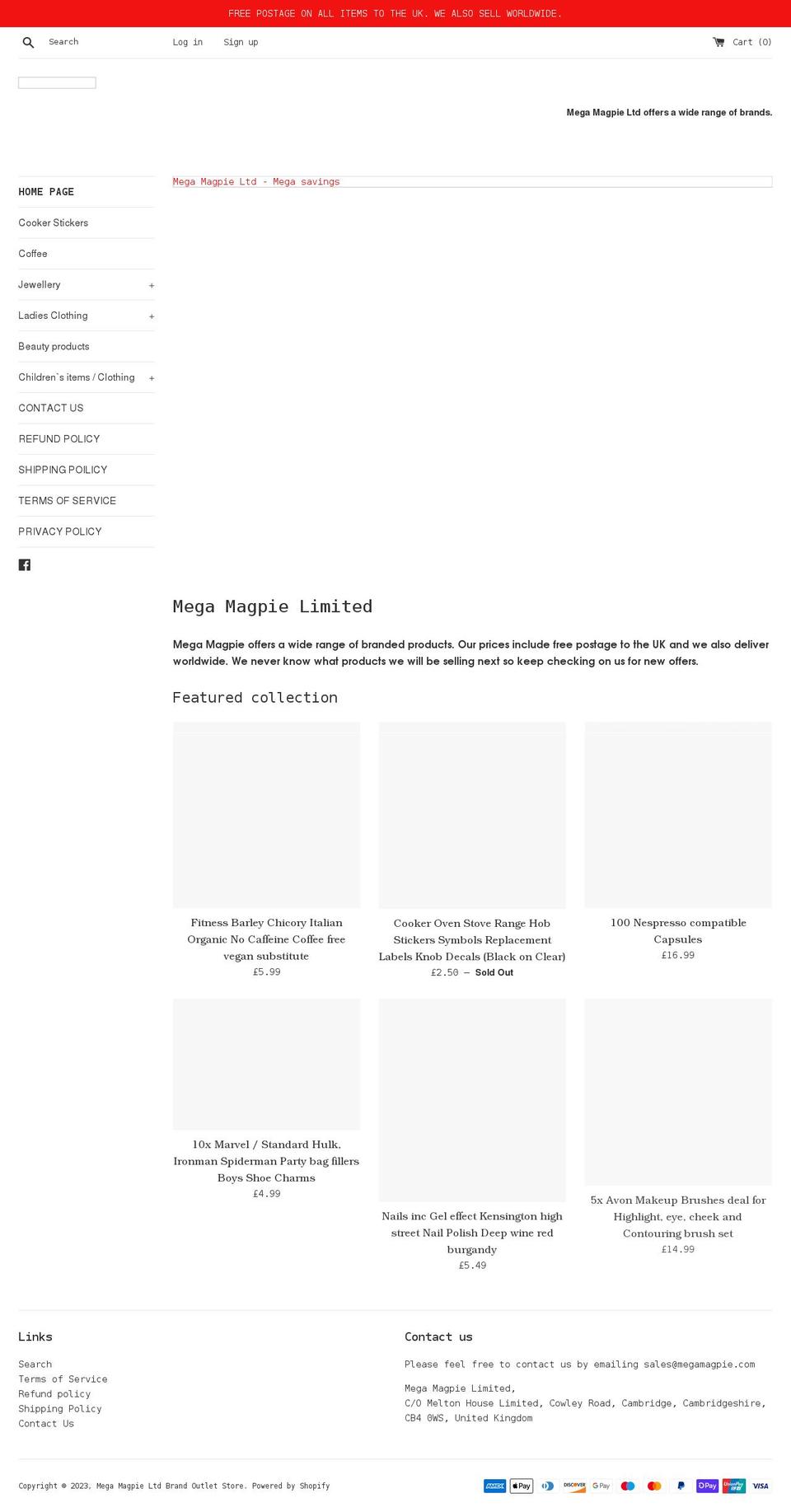 megamagpie.co.uk shopify website screenshot