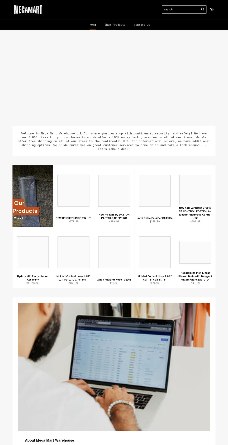 megamartwarehouse.com shopify website screenshot