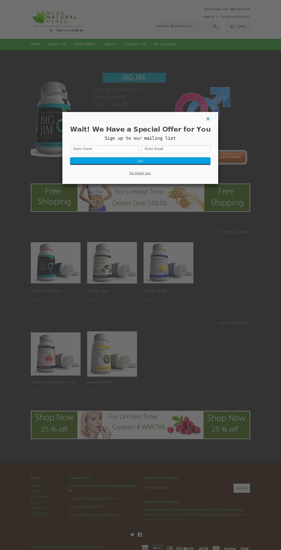 meganaturalherbs.com — Shopify storefront screenshot