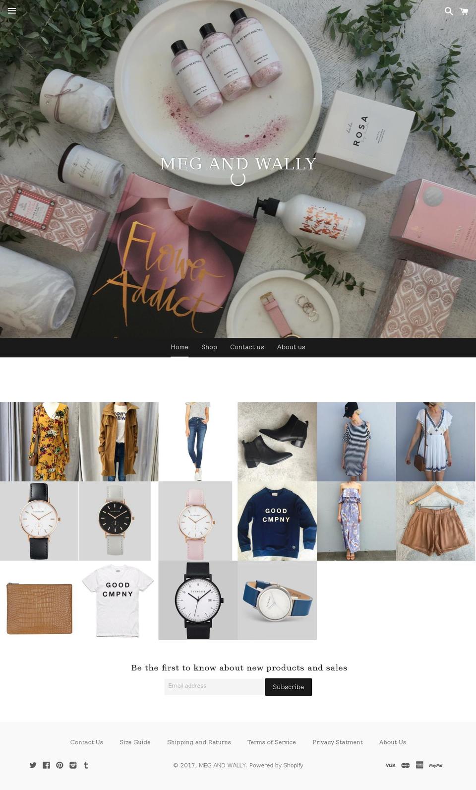 megandwally.com shopify website screenshot