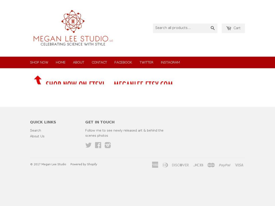 meganleestudio.com shopify website screenshot