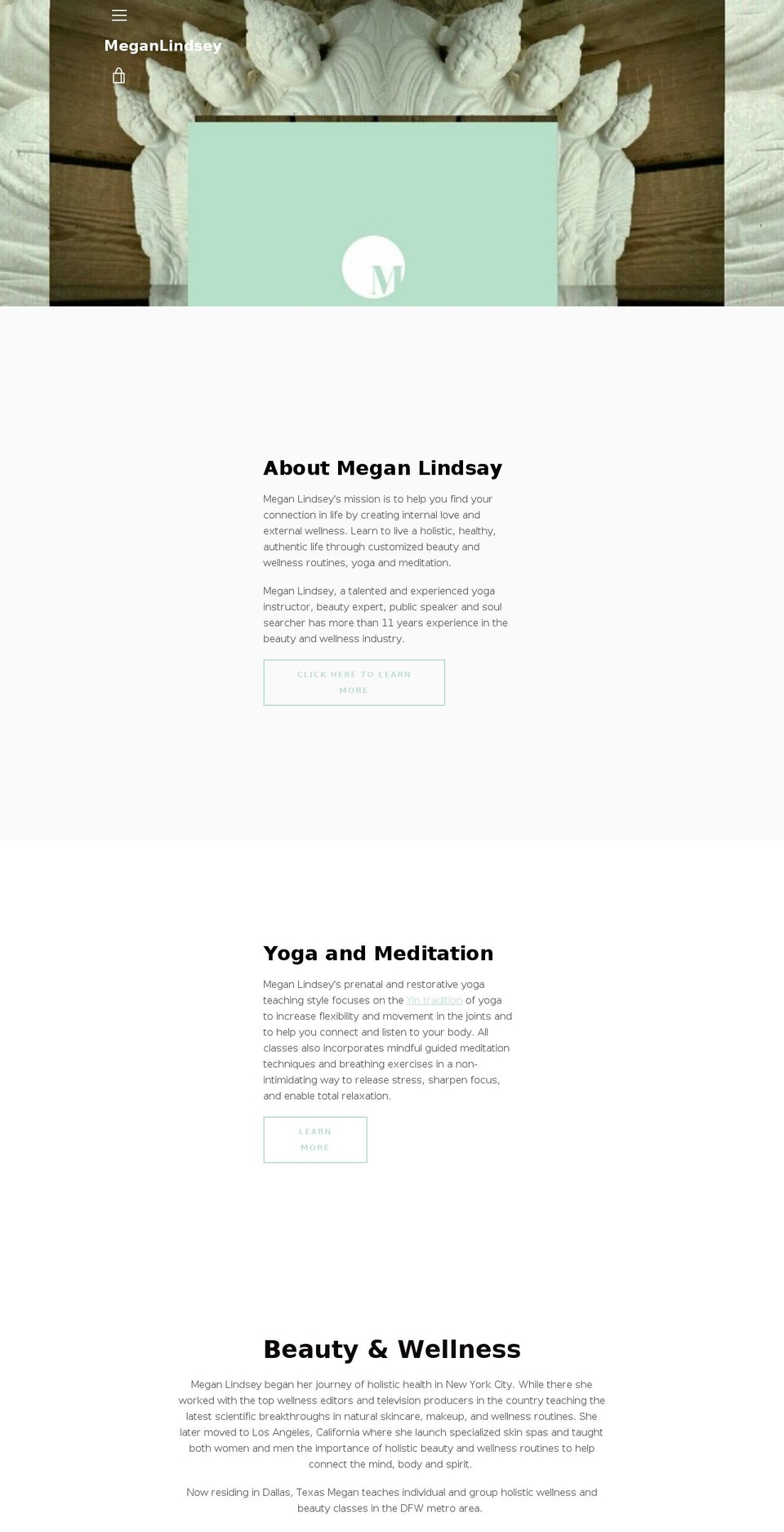 meganlindsey.com shopify website screenshot
