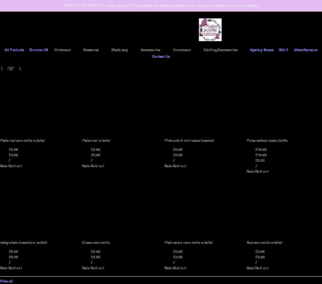 meganlouisecreations.com shopify website screenshot