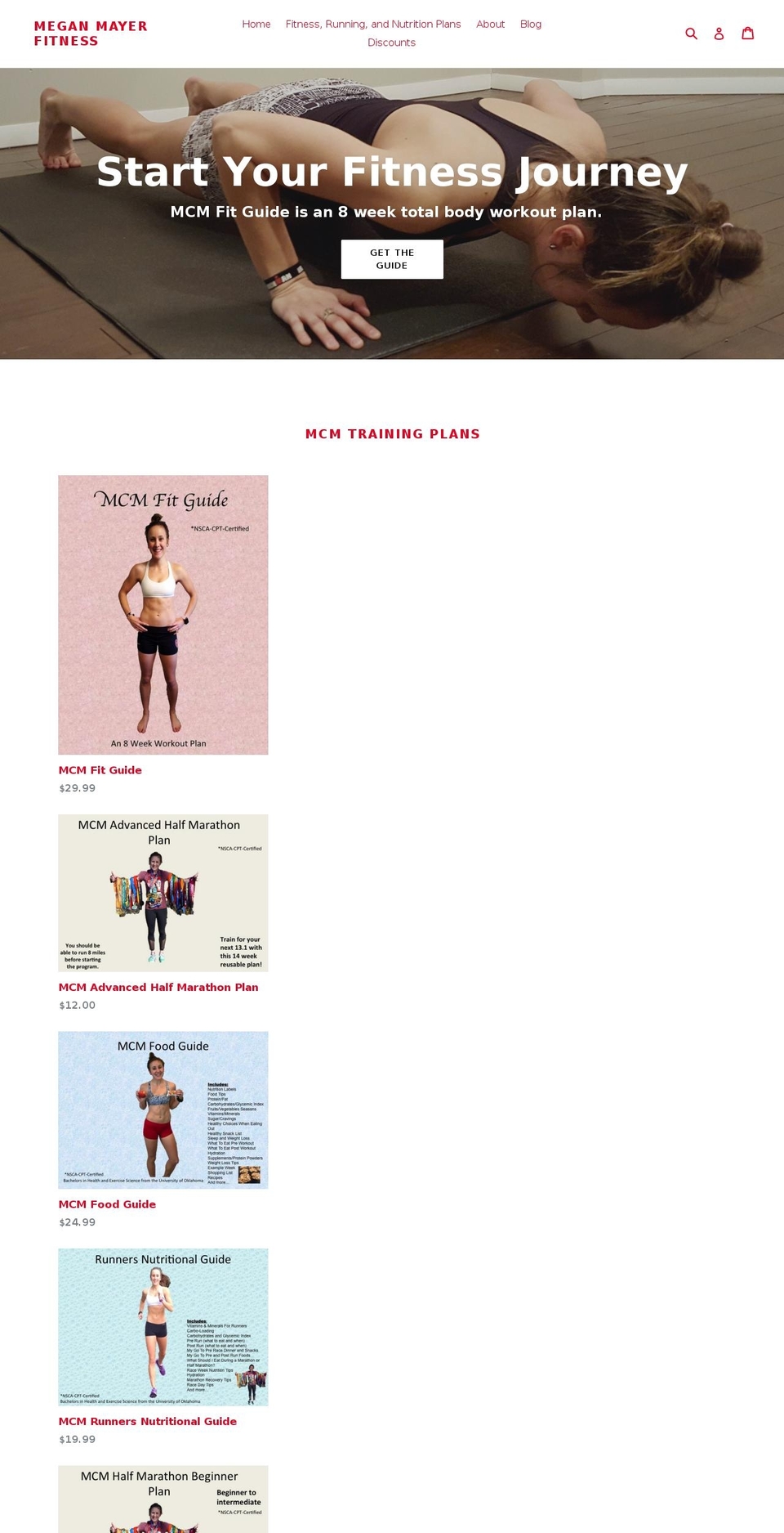 meganmayerfitness.com shopify website screenshot