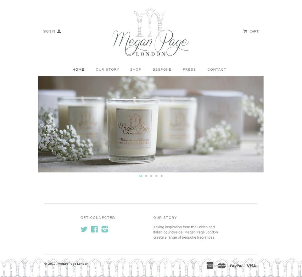 meganpagelondon.com shopify website screenshot