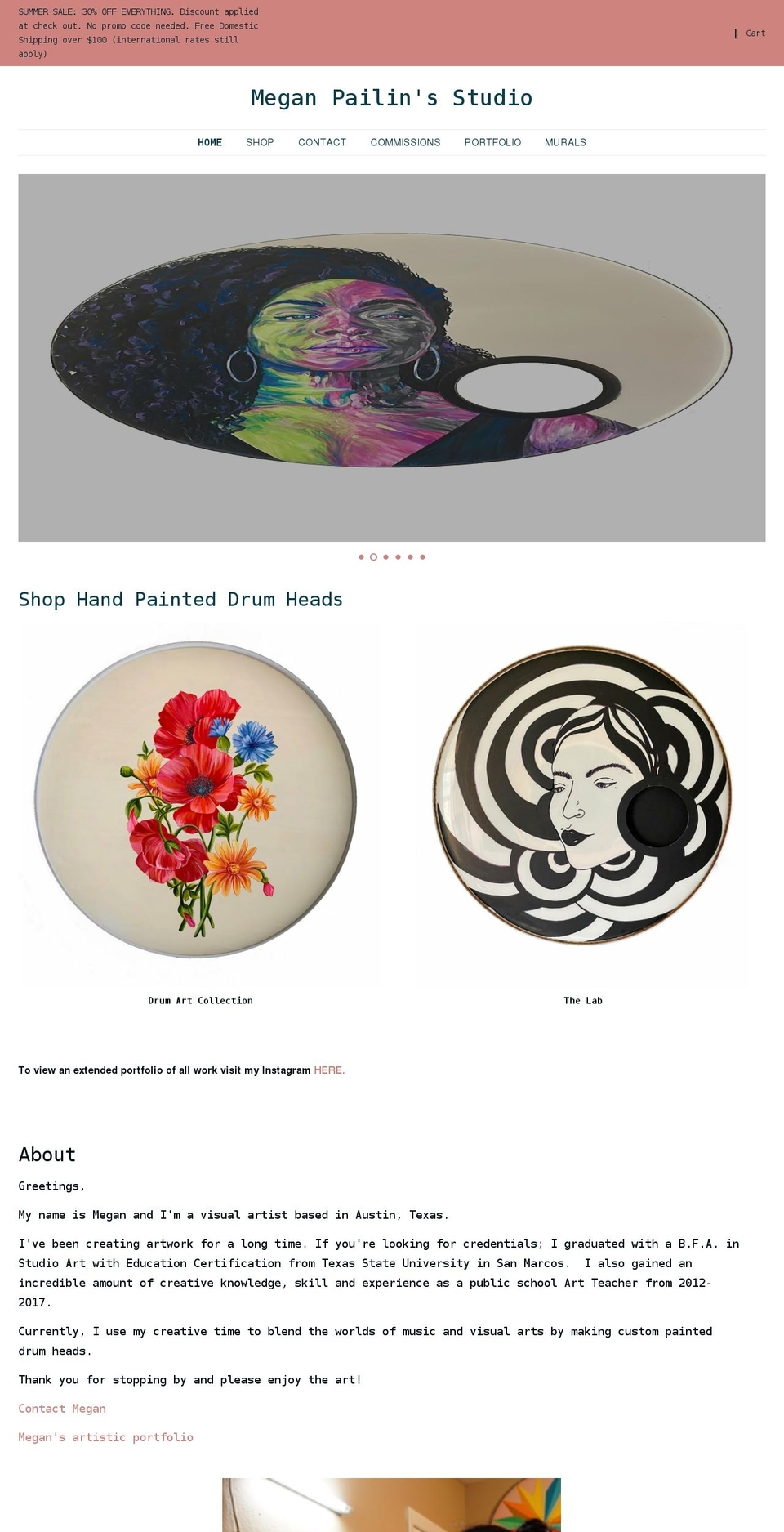 meganpailin.com shopify website screenshot