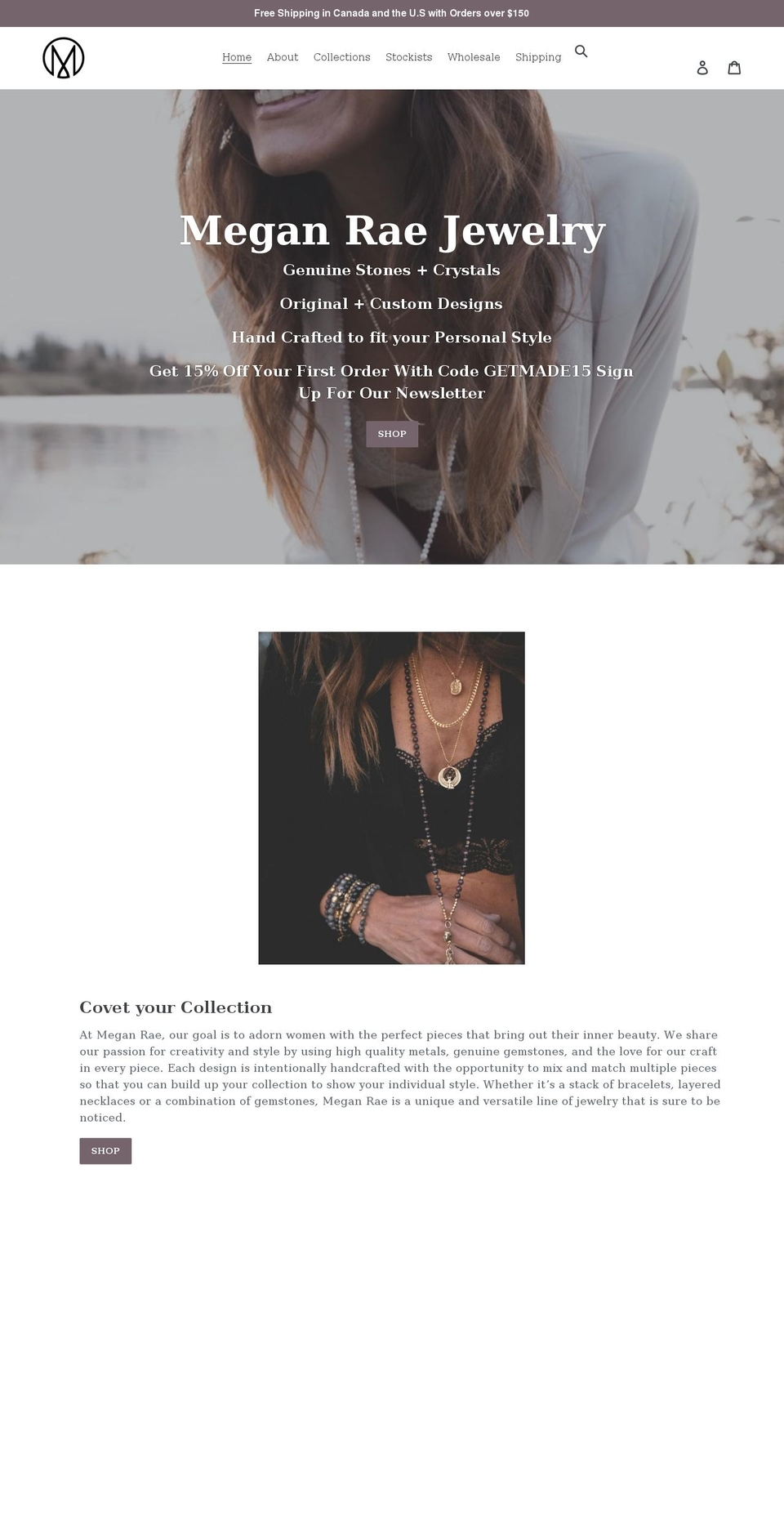 meganraejewelry.com shopify website screenshot
