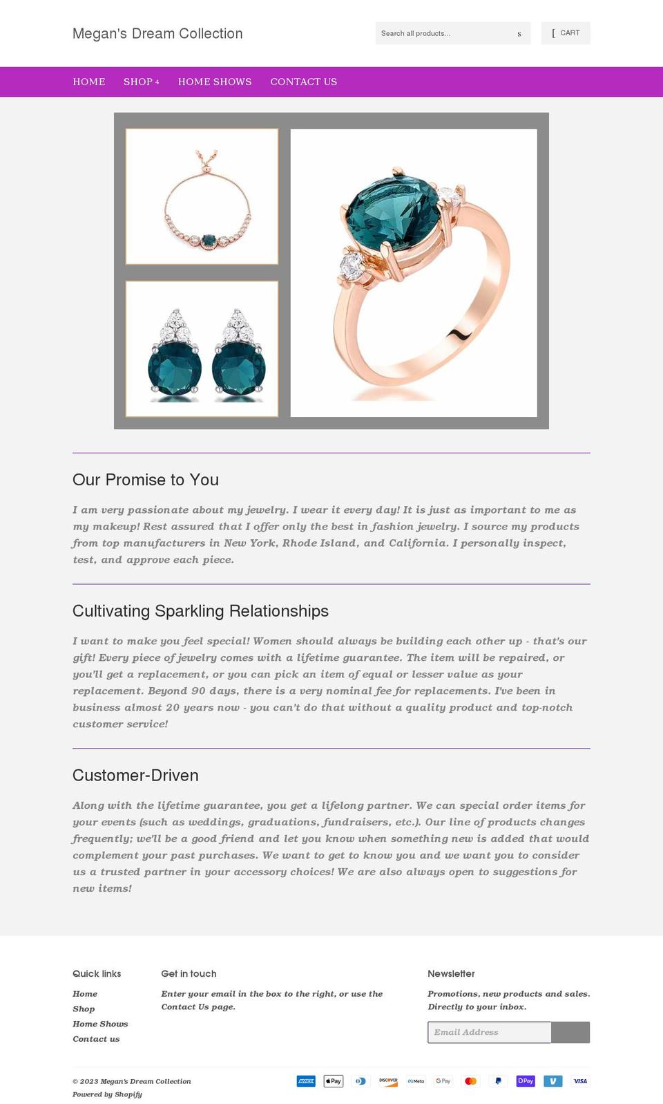 megansdream.com shopify website screenshot