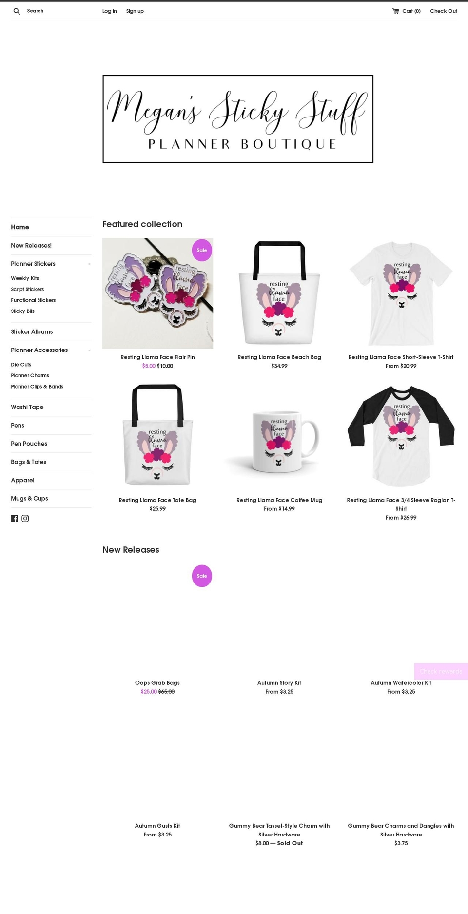 megansstickystuff.com shopify website screenshot