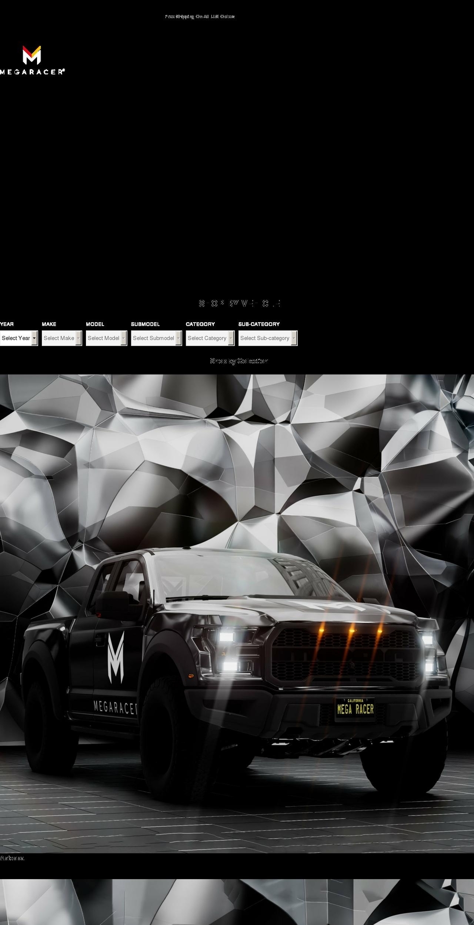 megaracerauto.com shopify website screenshot