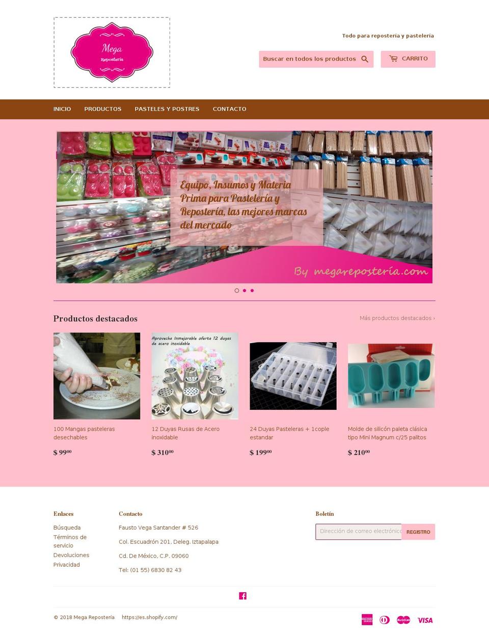 megareposteria.com — Shopify storefront screenshot