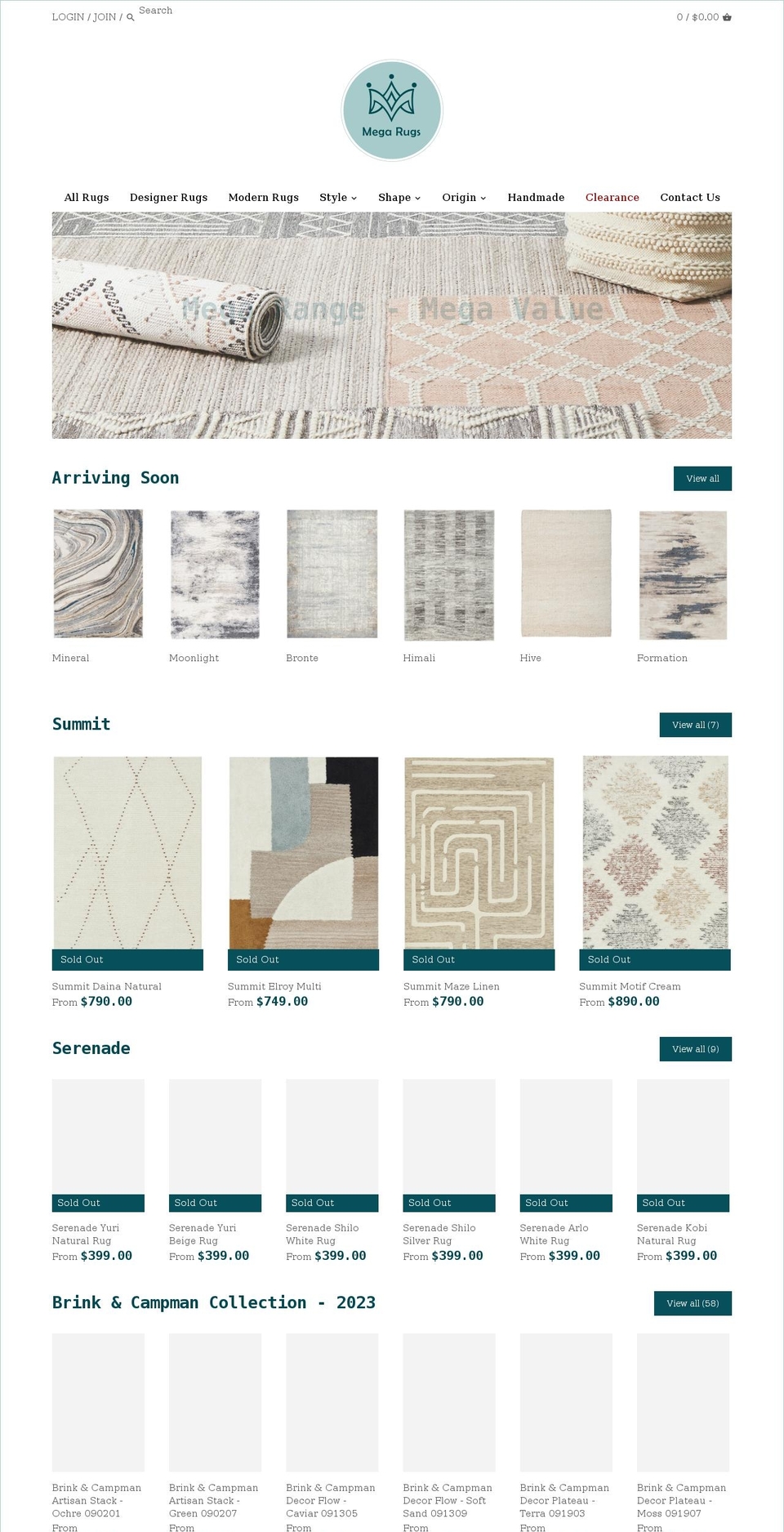 megarugs.com.au shopify website screenshot