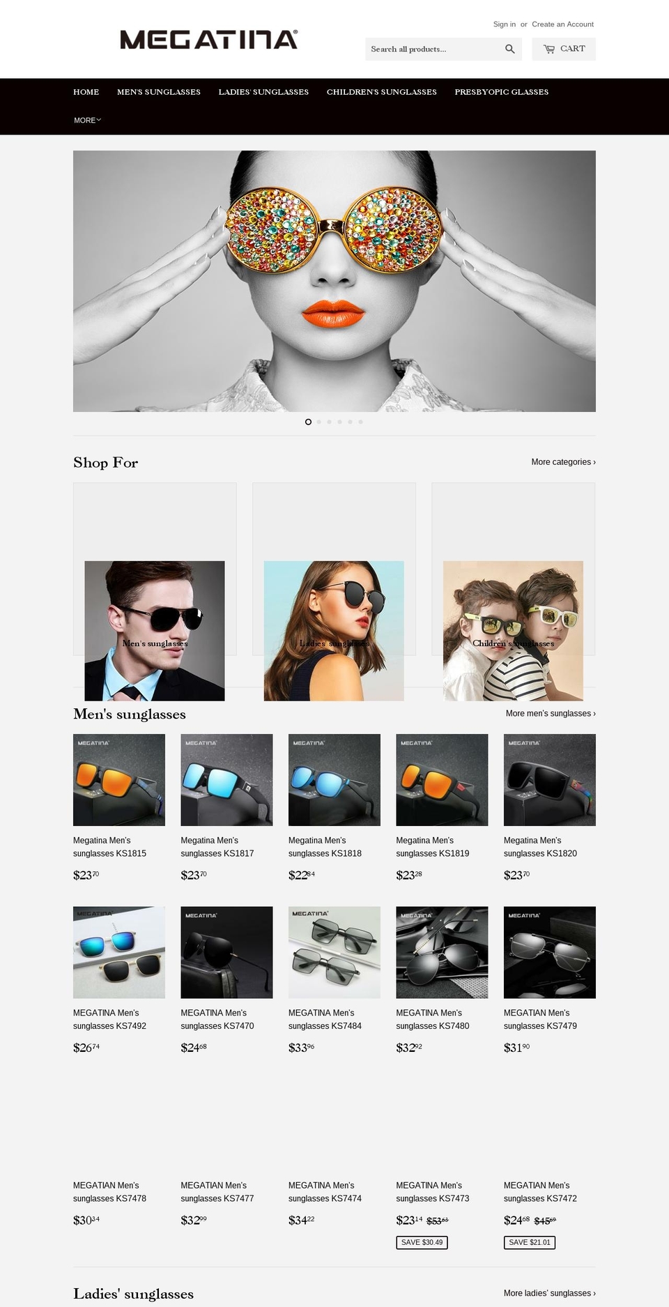 megatina.com — Shopify storefront screenshot
