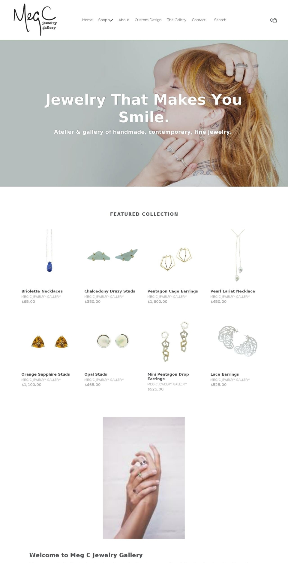 megcgallery.com shopify website screenshot