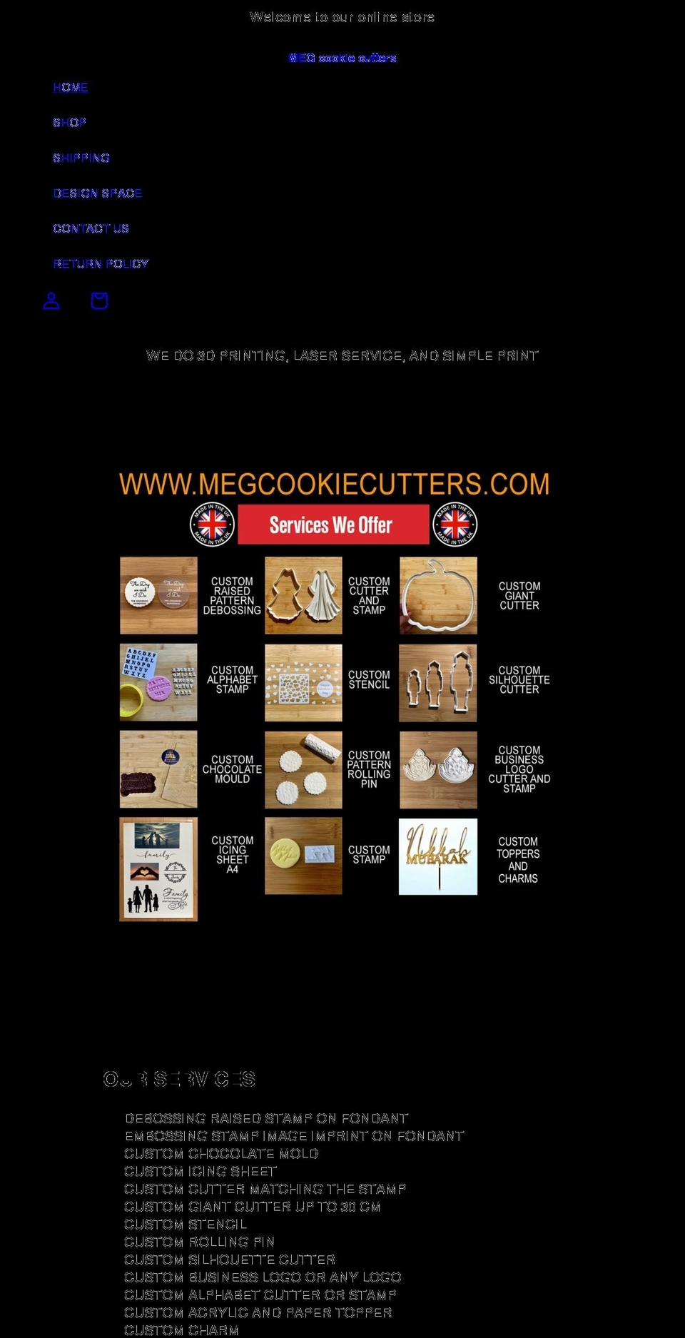 megcookiecutters.com shopify website screenshot