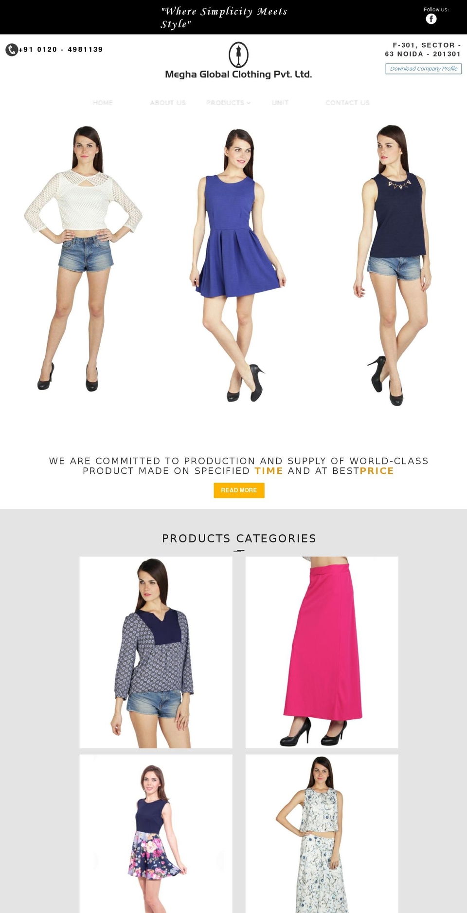 meghaglobalclothing.com shopify website screenshot