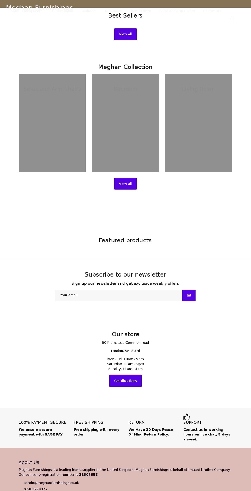 meghanfurnishings.co.uk shopify website screenshot