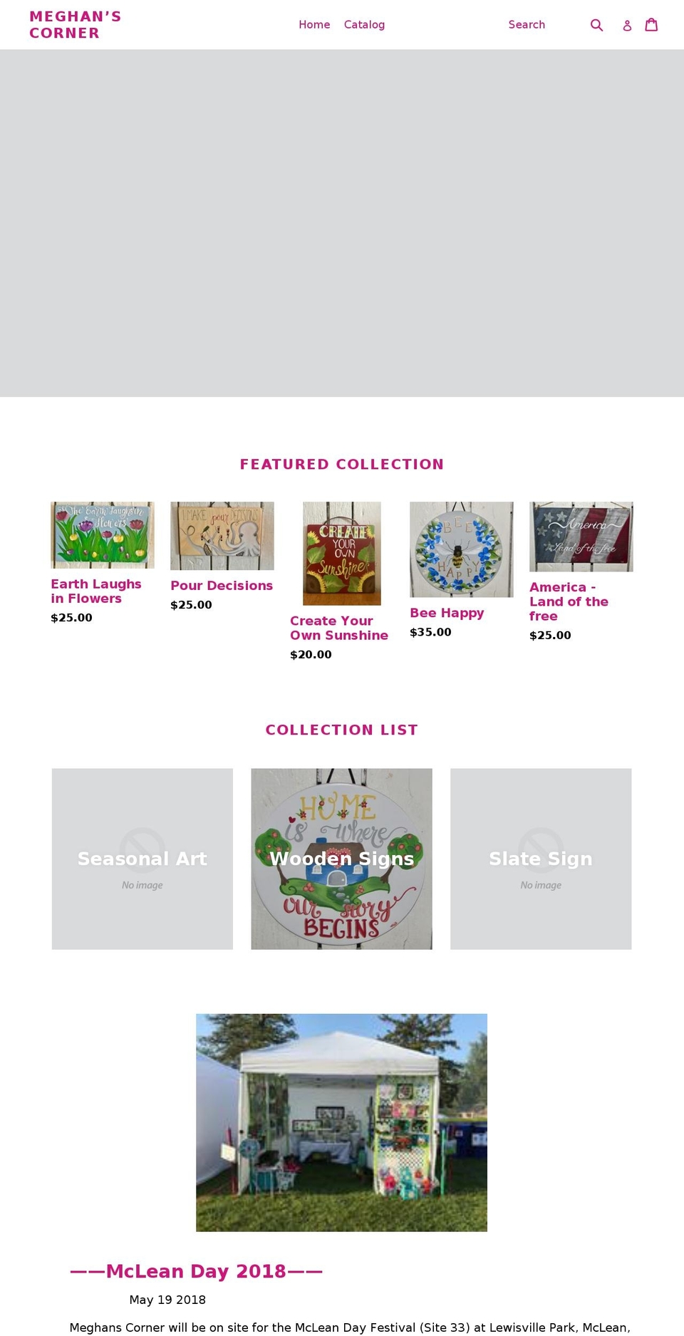 meghans-corner.com — Shopify storefront screenshot