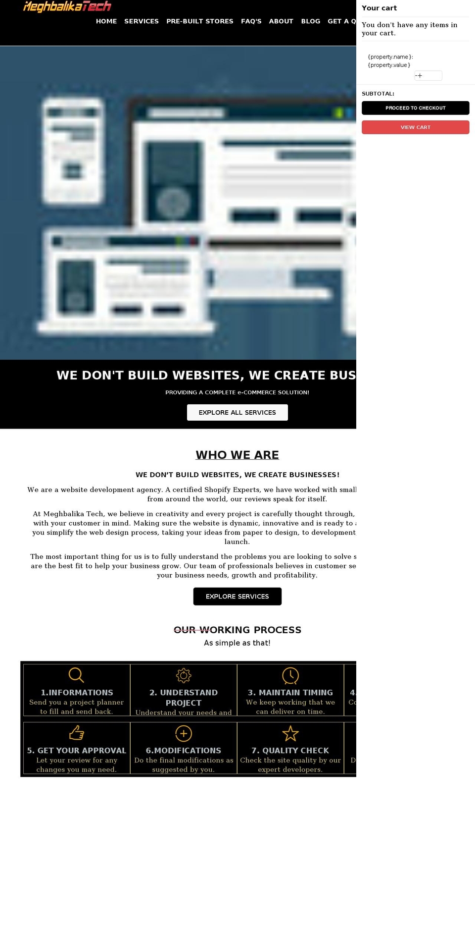 meghbalika.xyz shopify website screenshot