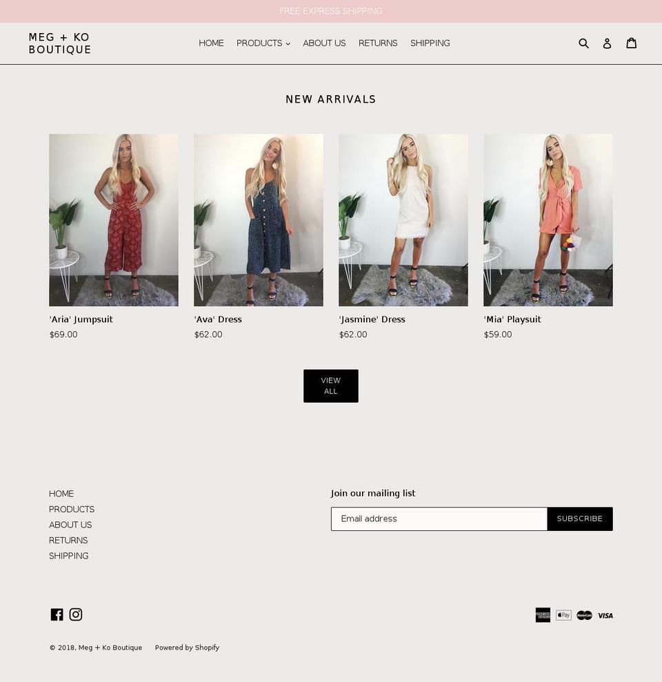 megkoboutique.com — Shopify storefront screenshot